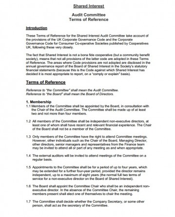 Shared Interest Society Audit Committee Terms of Reference